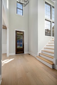 Brown Wooden Glass Door Closed